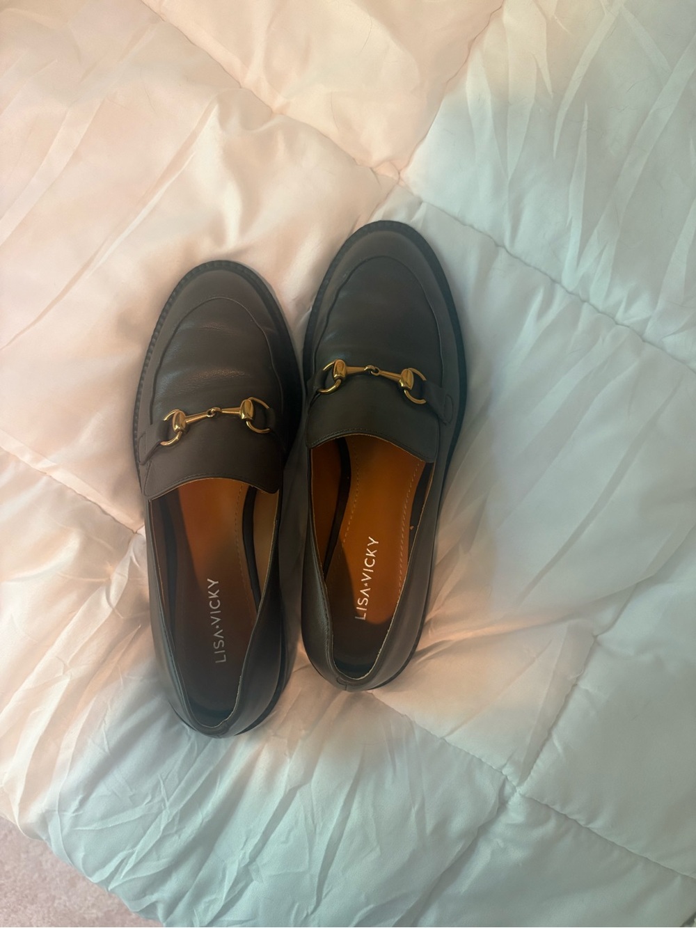 Lisa Vicky Women's Black Leather Horsebit Loafers